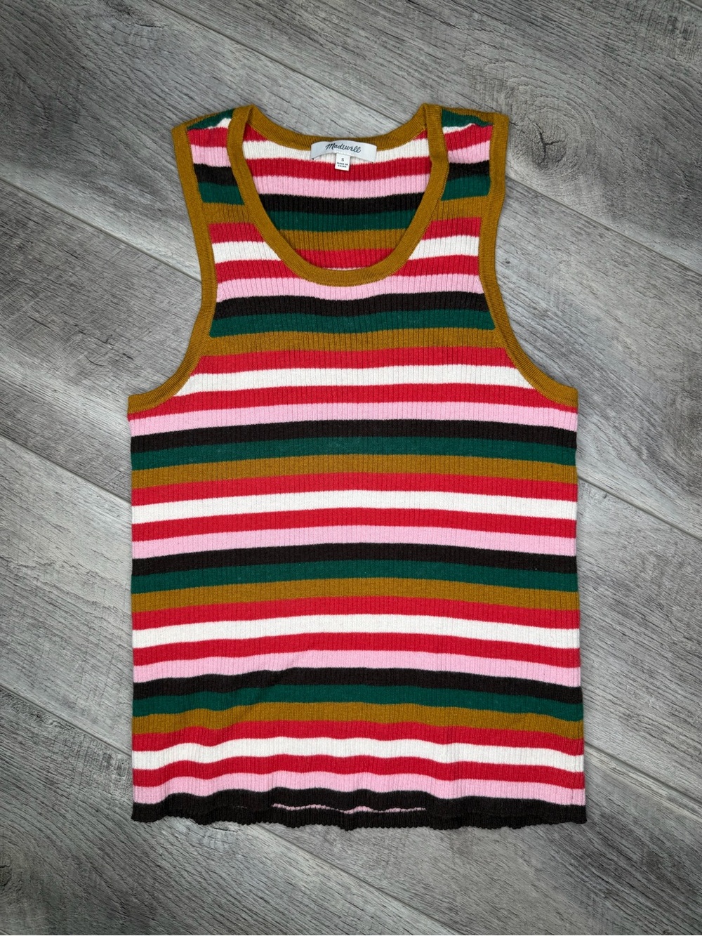 Madewell Multicolor Striped Rib-Knit Tank - Pink, Red, Green, Mustard, Black